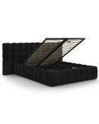 Lit avec coffre de rangement Bali Velours noir - 160x200 cm
