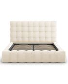 Lit avec coffre de rangement Bali Velours beige clair - 180x200 cm