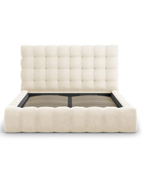 Lit avec coffre de rangement Bali Velours beige clair - 180x200 cm