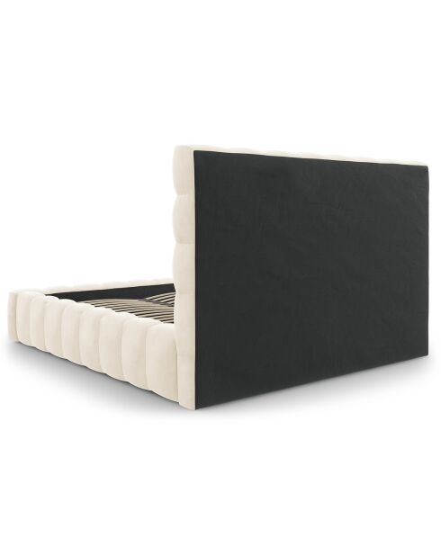 Lit avec coffre de rangement Bali Velours beige clair - 180x200 cm