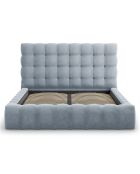 Lit avec coffre de rangement Bali Velours bleu clair - 180x200 cm
