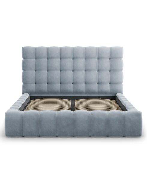 Lit avec coffre de rangement Bali Velours bleu clair - 180x200 cm