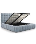 Lit avec coffre de rangement Bali Velours bleu clair - 180x200 cm