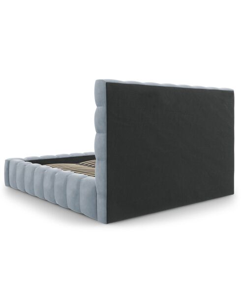 Lit avec coffre de rangement Bali Velours bleu clair - 180x200 cm