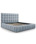 Lit avec coffre de rangement Bali Velours bleu clair - 180x200 cm