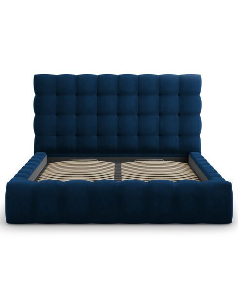 Lit avec coffre de rangement Bali Velours bleu roi - 180x200 cm