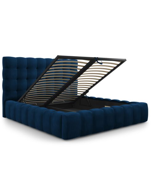 Lit avec coffre de rangement Bali Velours bleu roi - 180x200 cm