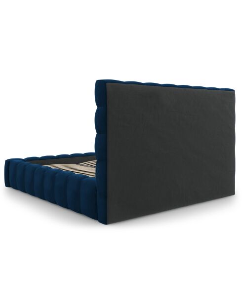 Lit avec coffre de rangement Bali Velours bleu roi - 180x200 cm