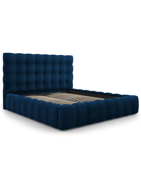 Lit avec coffre de rangement Bali Velours bleu roi - 180x200 cm
