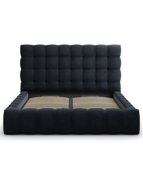 Lit avec coffre de rangement Bali Velours bleu foncé - 180x200 cm