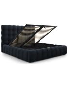 Lit avec coffre de rangement Bali Velours bleu foncé - 180x200 cm