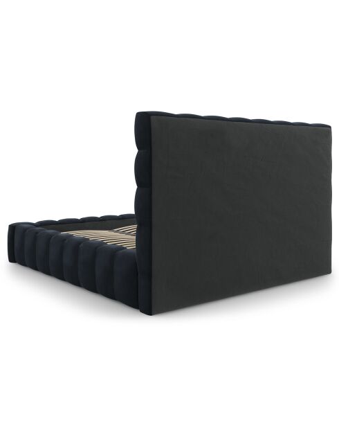 Lit avec coffre de rangement Bali Velours bleu foncé - 180x200 cm