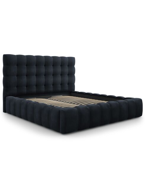 Lit avec coffre de rangement Bali Velours bleu foncé - 180x200 cm