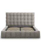 Lit avec coffre de rangement Bali Velours gris clair - 180x200 cm