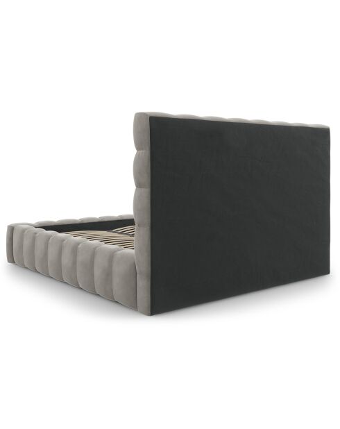 Lit avec coffre de rangement Bali Velours gris clair - 180x200 cm