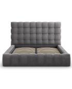 Lit avec coffre de rangement Bali Velours gris - 180x200 cm