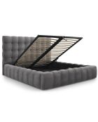 Lit avec coffre de rangement Bali Velours gris - 180x200 cm