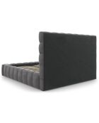 Lit avec coffre de rangement Bali Velours gris - 180x200 cm