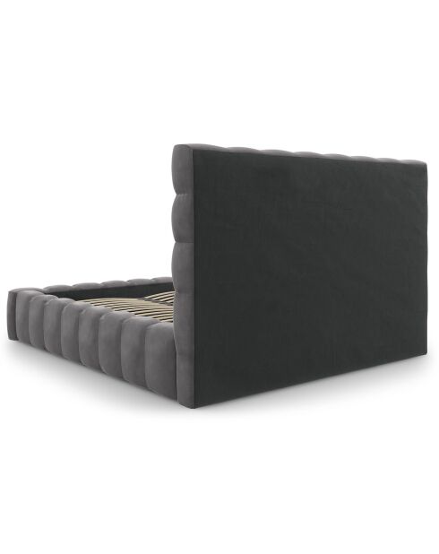Lit avec coffre de rangement Bali Velours gris - 180x200 cm