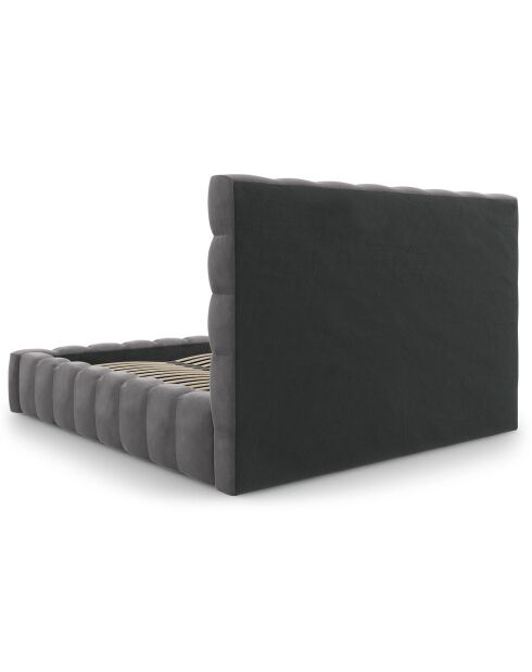 Lit avec coffre de rangement Bali Velours gris - 180x200 cm
