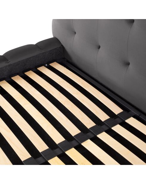 Lit avec coffre de rangement Bali Velours gris - 180x200 cm