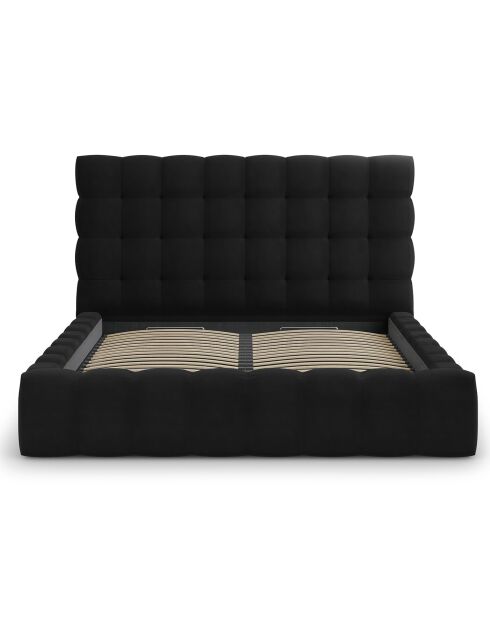 Lit avec coffre de rangement Bali Velours noir - 180x200 cm
