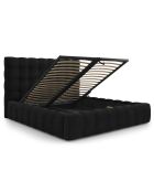 Lit avec coffre de rangement Bali Velours noir - 180x200 cm