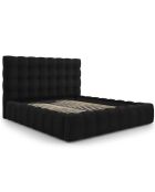 Lit avec coffre de rangement Bali Velours noir - 180x200 cm