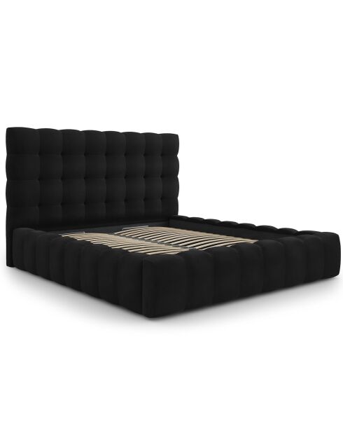 Lit avec coffre de rangement Bali Velours noir - 180x200 cm
