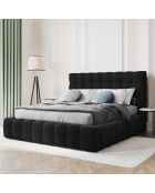 Lit avec coffre de rangement Bali Velours noir - 180x200 cm
