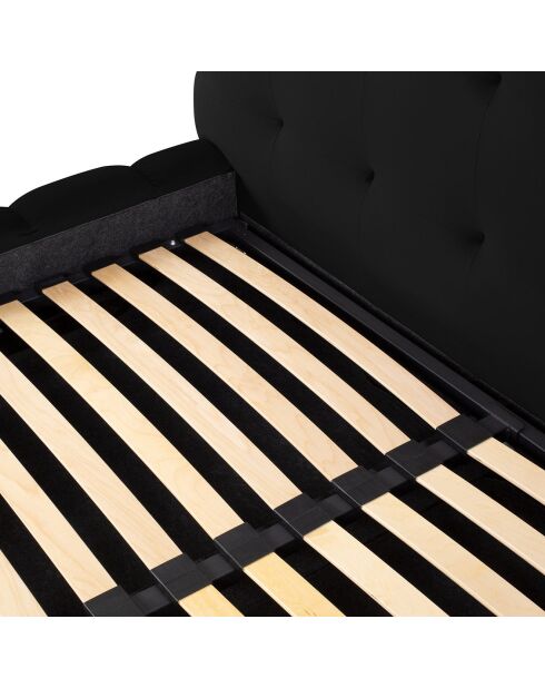 Lit avec coffre de rangement Bali Velours noir - 180x200 cm