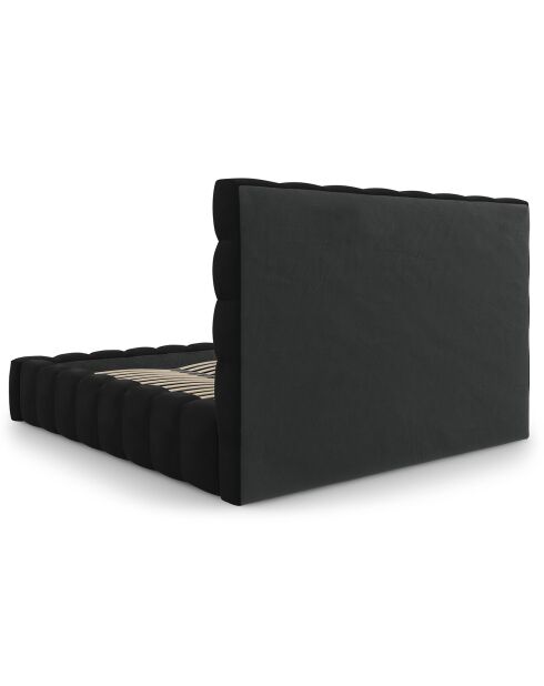 Lit avec coffre de rangement Bali Velours noir - 180x200 cm