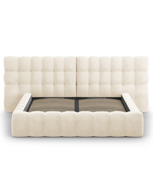 Lit avec coffre de rangement Bali Velours beige clair - 180x200 cm