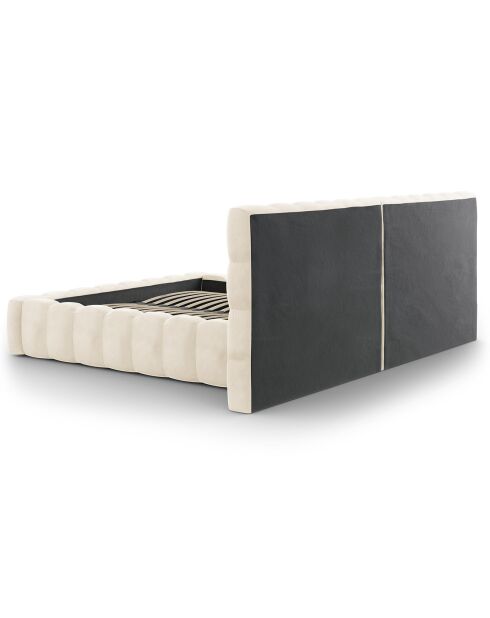 Lit avec coffre de rangement Bali Velours beige clair - 180x200 cm