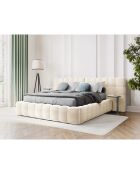 Lit avec coffre de rangement Bali Velours beige clair - 180x200 cm