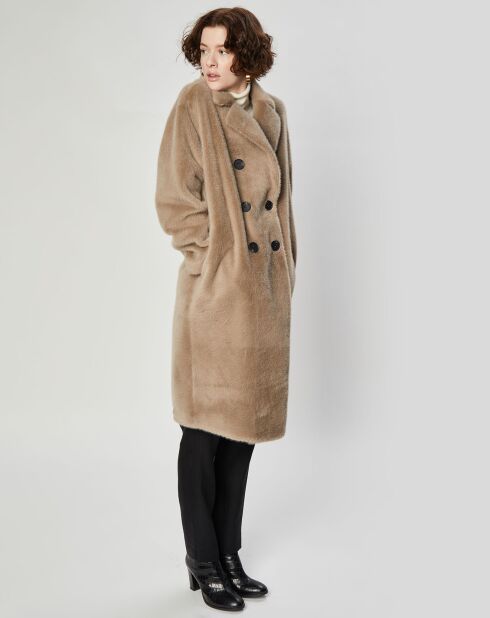 Manteau en Fausse Fourrure Mimi taupe