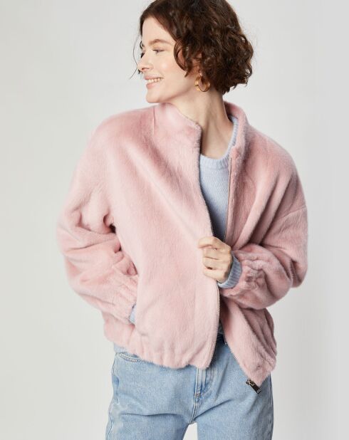 Blouson en Fausse Fourrure Comma rose