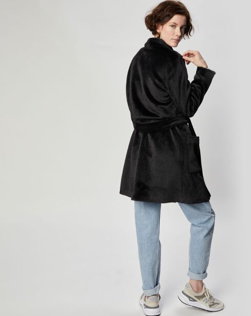 Manteau en Fausse Fourrure Carla noir