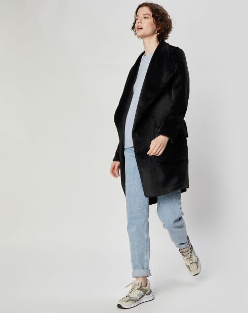 Manteau en Fausse Fourrure Carla noir