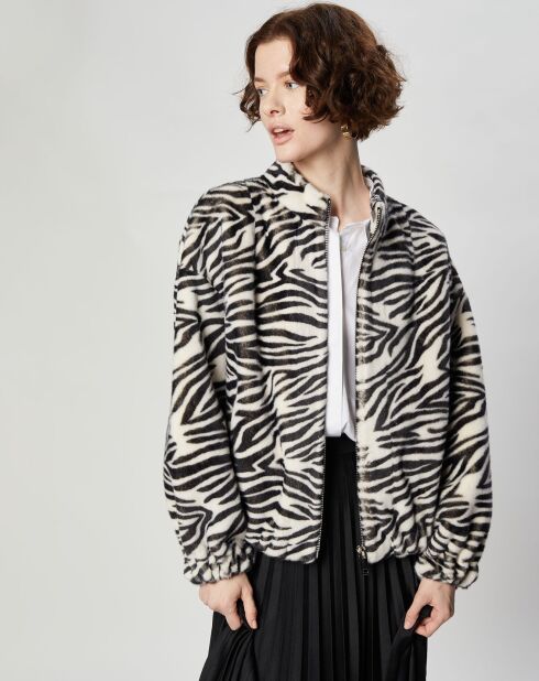 Blouson en Fausse Fourrure Comma zèbre blanc/noir