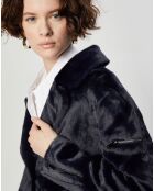 Manteau en Fausse Fourrure Eliza marine