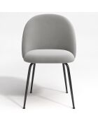 2 Chaises Ella Velours gris clair - 54x50x77.5 cm