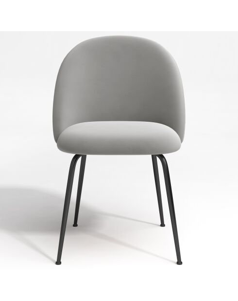 2 Chaises Ella Velours gris clair - 54x50x77.5 cm