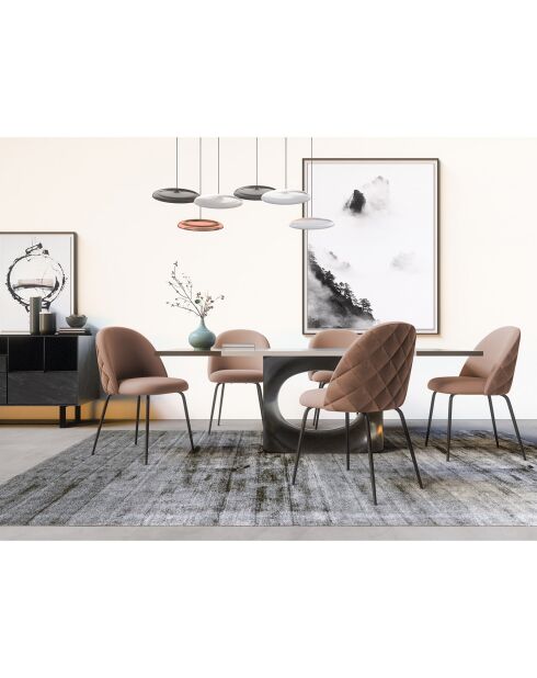2 Chaises Ella Velours rose vintage - 54x50x77.5 cm