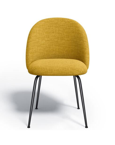 2 Chaises Ella Tissu Tramé effet velours moutarde - 54x50x77.5 cm