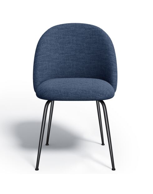 2 Chaises Ella Tissu Tramé effet velours bleu - 54x50x77.5 cm