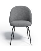 2 Chaises Ella Tissu Tramé effet velours gris - 54x50x77.5 cm