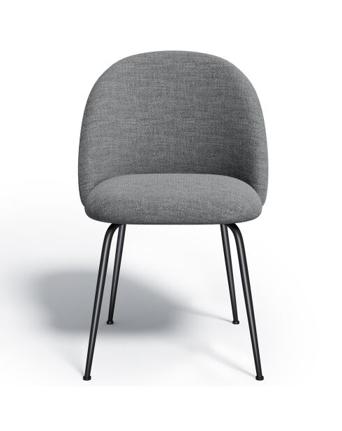 2 Chaises Ella Tissu Tramé effet velours gris - 54x50x77.5 cm