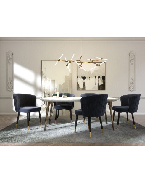 2 Chaises Nils Velours bleu saphir - 62x55.5x79.5 cm