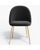 2 Chaises Ella Velours noir - 54x50x77.5 cm